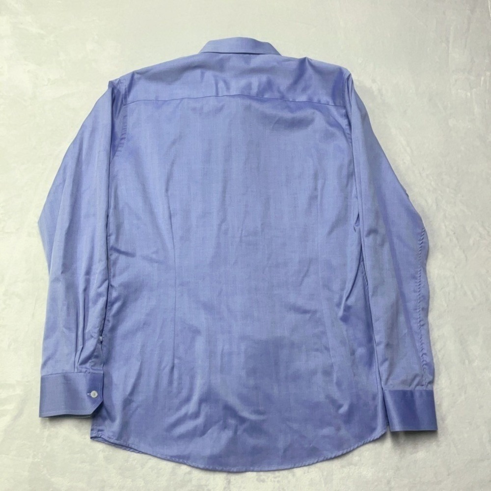 Eton Dress Shirt Men 17.5 / 44 Slim Fit Button Up Blue Herringbone Long Sleeve - Picture 3 of 6
